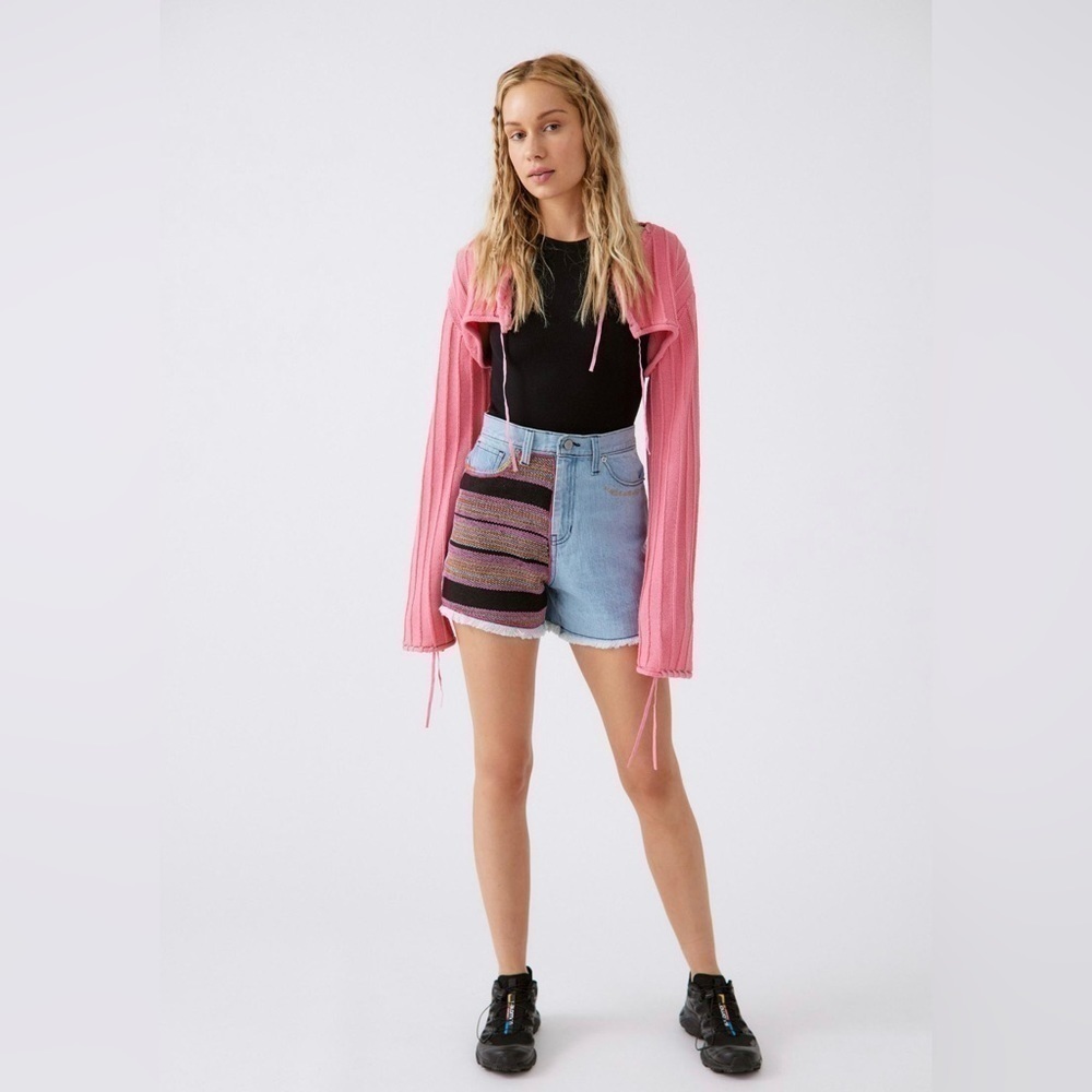 BDG retro boho cottage festival A-Line cutoff shorts with Blanket Patchwork